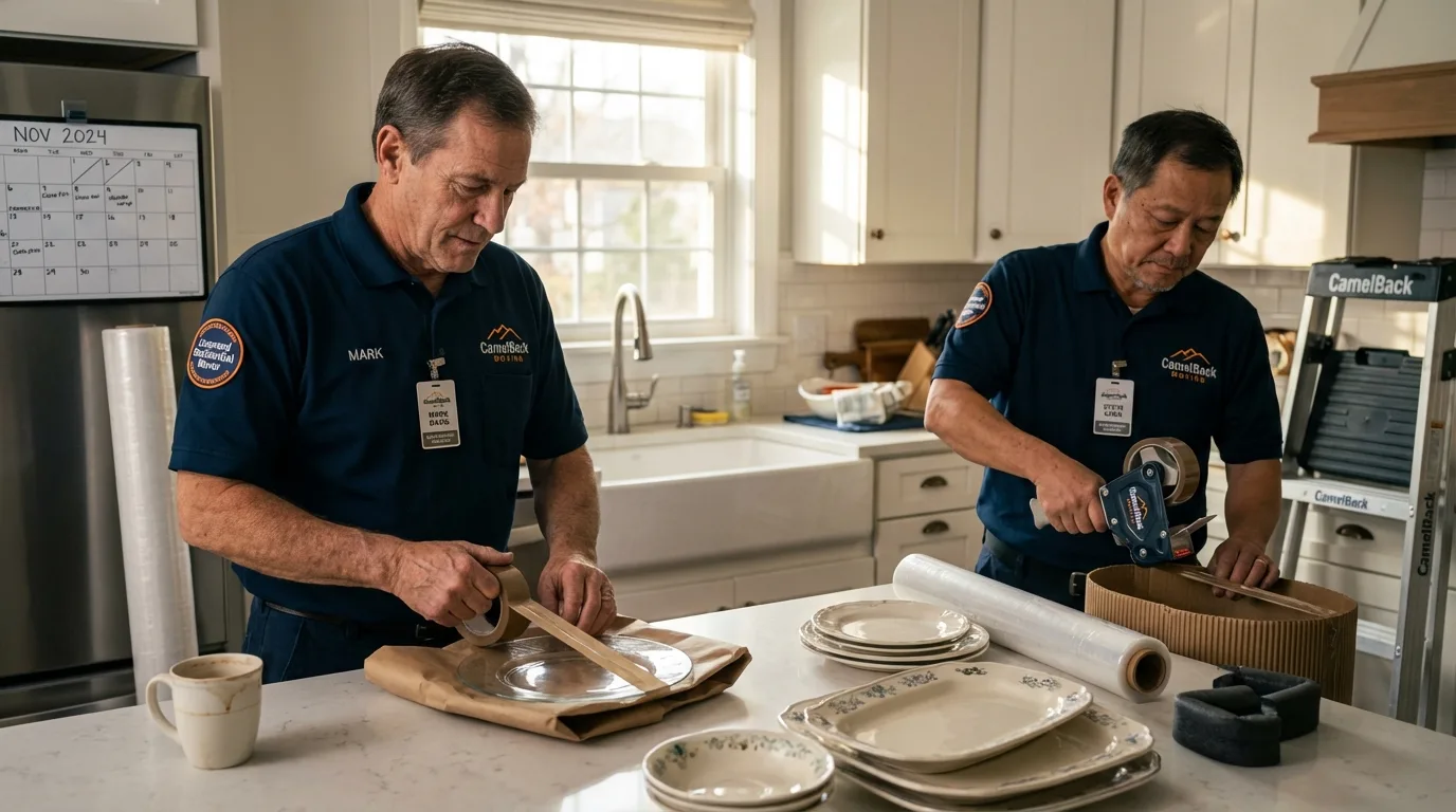 Professional crew packing kitchen dishware in Sidney, MT